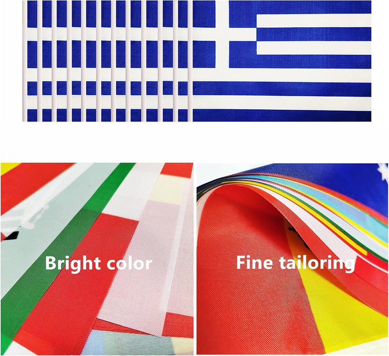 BCLin 12 Pack Greece Desk Flags Set, Greek Small Mini Table Office Flags with 12" Solid Black Pole, 8.2 x 5.5 Inches, Home and Office Decoration, Festival Celebrations - Image 4